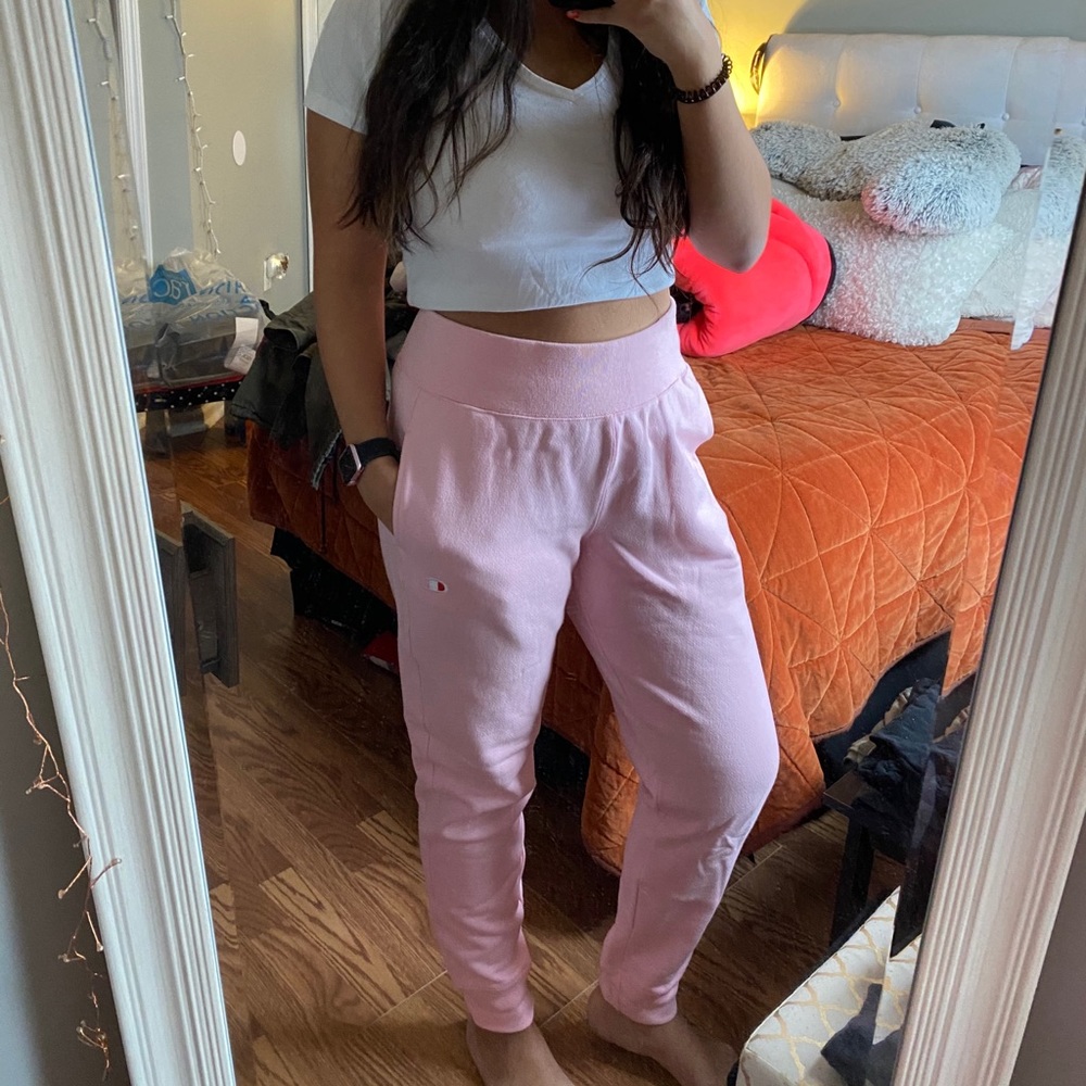 Pink Champion reverse weave joggers